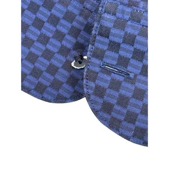 Mens Robert Graham Button Up Long Sleeve Shirt  Medium Blue Black Checkered - Picture 7 of 10